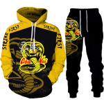 Naljakas Cobra Kai 3D-prindiga spordidress Meeste lahe kapuuts/p&uuml;ksid/&uuml;likond Hip Hop 2022 moodne pikkade varrukatega s&ouml;rkimine spordir&otilde;ivaste sportlik komplekt L sinine