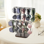 Compact Organizer for Sunglasses And Eyeglasses on Desk Black and Brown
