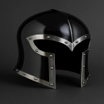 Must Barbuta kiiver Keskaegse r&uuml;&uuml;tli soomus 16G terasest lahingukiiver LARP-i, Cosplay jaoks K&auml;sitsi valmistatud s&otilde;dalase kiiver