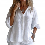 Naiste vaba l&otilde;ikega pikkade varrukatega linane s&auml;rk pluss suuruses naiste kleit XXL valge