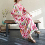 Suvine V-kaelusega pikk kleit one size