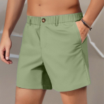 Men's summer solid color button elastic five division shorts Men's beach pants casual pants L must
