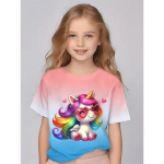 Lasteriided T&uuml;drukutele Lummav 3D haldjaprinteriga l&uuml;hikeste varrukatega T-s&auml;rk Topid Mugavad kaelakaelusega vabaaja s&auml;rgid Laste t&uuml;drukute riided 110