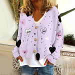 Naiste mood l&uuml;hike jope vabaaja pikkade varrukatega valentinip&auml;evaks tr&uuml;kitud &uuml;herealine pl&uuml;&uuml;sis top XXL