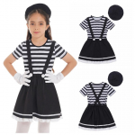 Halloweeni pantomiimikunstniku Cosplay kost&uuml;&uuml;m Lastele T&uuml;drukutele Triibulise Prindiga Traksidega Kleit M&uuml;tsi ja Kinnastega 3-4 Years