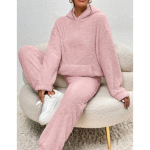 S&uuml;gis- ja talveriided naistele, &uuml;hev&auml;rvilised, kapuutsiga pikkade varrukatega pealispusa, peale&otilde;mmeldud taskutega vaba aja p&uuml;ksid, kodune kaheosaline komplekt 6XL roosa