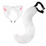 Rebasesaba peakate K&auml;sitsi valmistatud simuleeritud rebasesaba kassi k&otilde;rvakomplekt Halloweeni cosplay kost&uuml;&uuml;m Fluffy Fox Tail aksessuaar