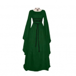 Halloweeni renessansiaegne n&otilde;iakost&uuml;&uuml;m naistele, gooti viktoriaanlik kleit, pikk kellukakujuline varrukas, keskaegne kost&uuml;&uuml;m Halloweeni cosplay-peoks M roheline