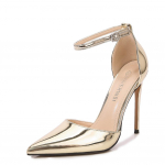 Mood Comemore Kuldne H&otilde;bedane L&auml;ikivad Kontsad Naiste Sandaalid Pahkluu Pandlaga Pulmad &Otilde;htupeo K&otilde;rgekontsalised Kingad Stiletto Naiste Kingad 12 Cm 35 kuld