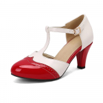 Moodsad Naiste T-rihmaga K&otilde;rge Kontsaga Mary Janes Kingad Retro Lolita Kingad Pandlaga Rihm Pulma Pruutneitside Kingad mujer bombas Suurus 34-46 Kevad Uus 46 punane