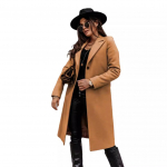 S&uuml;gis- ja talvine &uuml;hev&auml;rviline pikkade varrukatega &uuml;likond krae villane mantel Naiste riided XXXL khaki