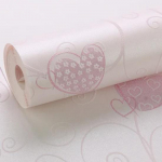 3D Roosa Armastus S&uuml;dame Kujuline Multikas Printsessi T&uuml;druku Toa Taustapildi Rull 3D Reljeefne Flokeeritud Mittekootud Laste Seinakate 5.3㎡ roosa