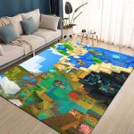 3D Minu Maailma Ehitusm&auml;ng Multikas Vaip Vaip Elutuppa Magamistuppa Kodu Diivani Kaunistus, Laste M&auml;ngimine Libisemisvastane P&otilde;randamatt 200x160cm( 78x62in )