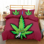 Uus roheliste lehtedega 3D prindiga voodipesukomplekt Tekikatted Padjap&uuml;&uuml;rid &Uuml;ks t&uuml;kk tekk Voodipesukomplektid Voodipesu Voodi K607 EU single(135x200cm)