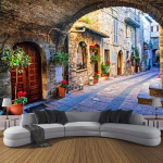 Fototapeet Itaalia linna t&auml;navavaade 3D seinamaaling Euroopa maastik tapeet elutoa magamistoa taustsein seinamaalingud 200 cm(W) x 140 cm(H)