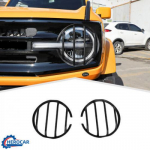 Front Grille erts Mesh Headlight Trim Decor Cover Kit For + Ford Bronco Headlight Decor Trim