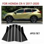 For Honda CRV 2002-2006 models, modified window trim strip, 6 pieces, glossy black center pillar decal 23 BREEZE 6pcs