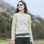 &Otilde;ues hingav ja elastne pikkade varrukatega kiiresti kuivav naiste T-s&auml;rk 4XL helehall v&auml;rv