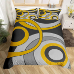Ring Tekikate Geomeetria Voodipesu Komplekt Abstraktne Spiraaljoon Triip Joonkunst Tekikate Retro Lapitehnika Geomeetriline Voodikomplekt EU Single(135x200cm) yellow