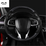 1Lot Hand Sewing Carbon Fiber Leather Steering Wheel Decoration Cover for 2016-2018 HONDA CIVIC 10 th MK10 style 2