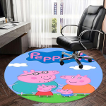 Peppa seakujuline pere toolimatt &Uuml;mmargune vaip-kontori vaip, Masinpestav, Libisemisvastane, Sobib elutubadesse, magamistubadesse 120cm gray