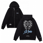 829 CHROME HEARTS 2026 S&uuml;gis ja Talv Uus Suur Suurus Klassikaline Stiil Logo T&otilde;mblukuga Kapuutsiga Dressipluus, Sobib Paaridele Kandmiseks S must