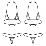 Naiste L&auml;bipaistev Mikro Bikiinikomplekt Halter Topp-G-string Tanga Ujumisriided One Size