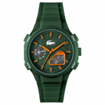 Lacoste K&auml;ekell Kvartsmehhanism Silikoonrihm 45 mm Roheline sihver Veekindel 100 m Meeste kellad 2011367 Green Dial