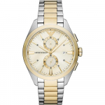 Emporio Armani Claudio Beež Kahev&auml;rviline Roostevabast terasest Meeste Kvarts Kronograaf Kuup&auml;evaga AR11605 beež