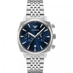 Emporio Armani tumesinine sihver roostevabast terasest meeste kvarts kronograafkell AR11688 tumesinine v&auml;rv