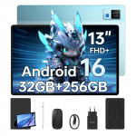 DOOGEE U13 VIP Android 16 Tahvelarvuti 13 tolli, 32 GB + 256 GB / 2 TB M&auml;ngutahvelarvuti, 11000 mAh Tahvelarvuti klaviatuuri/pliiatsi/hiirega, Nelja k&otilde;lariga tahvelarvuti sinine