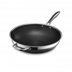 HexClad H&uuml;briid Wok Ohutu Otsese M&uuml;&uuml;gi Garantii Mittekleepuv [30cm] [Mittekleepuv kate] Induktsioon/Ahi/N&otilde;udepesumasin (Ainult tootja, Kaasas) [HexClad]