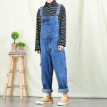 Teksad meestele Meeste teksakombinesoonid Korea versioon Tooling Jumpsuits Meeste &uuml;hes t&uuml;kis rinnat&uuml;kiga sinised teksap&uuml;ksid 3XL sinine