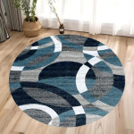 Kaasaegne geomeetriline muster &Uuml;mmargune vaip Ringikujulised vaibad Elutoa Magamistoa Kaunistuseks Libisemisvastane matt Diivani Tooli piirkonna vaip Kodu kaunistus Diameter 100cm black