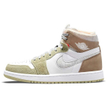Air Jordan 1 High Zoom Comfort Olive Aura Naiste tossud Valge Khaki Hall-Melange CT0979-102 35.5