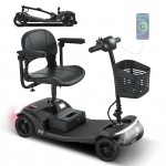 T&auml;iskasvanute 4-rattaline elektriline liikumisscooter | Ei vaja juhiluba, 136 kg kandev&otilde;ime, 15 km s&otilde;iduulatus, Kokkupandav, Eemaldatav aku, USB ja LED must