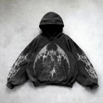 Raske pesuga meeste kapuutsiga dressipluus Y2k Gooti riided Retro t&auml;navamood Mustriga Naiste Pullover Vabaaja Mood meestele Harajuku L