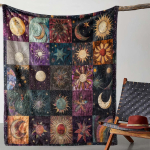 1 tk Vintage P&auml;ikese ja Kuu Prindiga Flanellitekk Pehme Montaaž Viska Tekk Diivanile Voodisse Kontorisse Telkimiseks &Otilde;ele Vennale S&uuml;nnip&auml;evakingitus Flannel 100 x 150cm