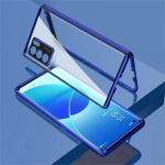 360 t&auml;iskaitse&uuml;mbris Oppo Reno 12 Pro 5G Reno11 11Pro jaoks, kahepoolne magnetiline adsorptsioon, metallist karastatud klaasist kaitsekaas For Oppo Reno 12Pro sinine