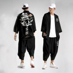 Suurused Vaba Kaheosaline Komplekt Jaapani Kimono Kardigan Ja P&uuml;ksid Naistele Meestele Harajuku Cosplay Yukata Komplekt XS