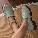 Disainer Naiste Kevad S&uuml;gis Briti Stiilis Lamedad Mugavad Madala Kontsaga Slip-on Kingad Daamide &Uuml;hev&auml;rvilised Platvorm Loafers Kingad 36 roheline