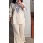 Kvaliteetne puuvillane elastaan naiste kurta palazzo komplekt India peokleit kurti n&ouml;&ouml;riga komplekt L-40 white