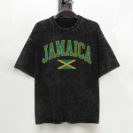 Jamaica lipp Jamaica T-s&auml;rk pestud l&uuml;hikeste varrukatega oversize T-s&auml;rgid vintage meestele naistele streetwear graafilise tr&uuml;kiga T-s&auml;rk S