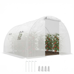 Tunnelkasvuhoone 9 m&sup2; 4 akent, rullitav lukuga uks, tsingitud terasraam, PE kate 3 x 3 x 2 m valge 300 x 300 x 200 cm