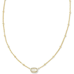 Kendra Scott Mini Elisa 14k kullatud satelliit l&uuml;hike ripats kaelakee, moeehted naistele GOLD - IVORY MOTHER OF PE white