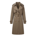 Klassikaline rev&auml;&auml;riga kahekordse n&ouml;&ouml;pide reaga trenchcoat + epoletid dekoratiivne v&ouml;&ouml; seotud karge ja elegantne v&auml;ljas M tumepruun v&auml;rv