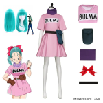 Jaapani anime cosplay kost&uuml;&uuml;m Bulma kost&uuml;&uuml;m live-action rollim&auml;ngu konventsiooni cosplay kleit XXXL pink