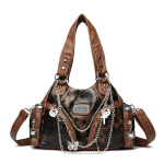 Naiste Retro Leopardimustriga Nahast &Otilde;lakott Metallkaunistusega Suure Mahutavusega K&auml;ekott Eemaldatava Rihmaga Crossbody T&otilde;mblukuga Kott Vabaaja Igap&auml;evane Daamide &Uuml;lemise K&auml;epideme brown
