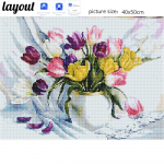 Huacani Scenic Teemantmaalimise tarvikud T&auml;isruudukujulised teemanttikandid Lillekristallmosaiik 20*30 cm
