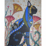 Teemantmaal  armas kass  tikandid t&auml;is&uuml;mmarguse teemantristpistega kivist mosaiikdekoor 20X30CM